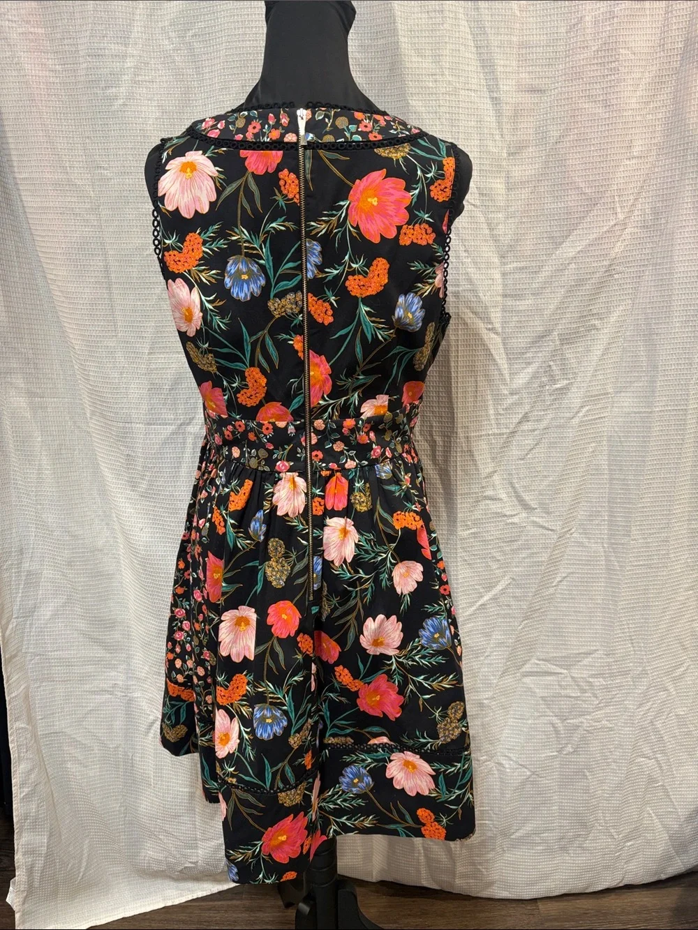 Girls' Black Floral V-Neck Dress